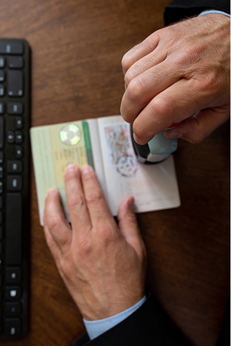 Stamp visa on the passport