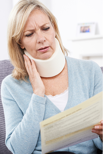 Woman with a bandage on the neck